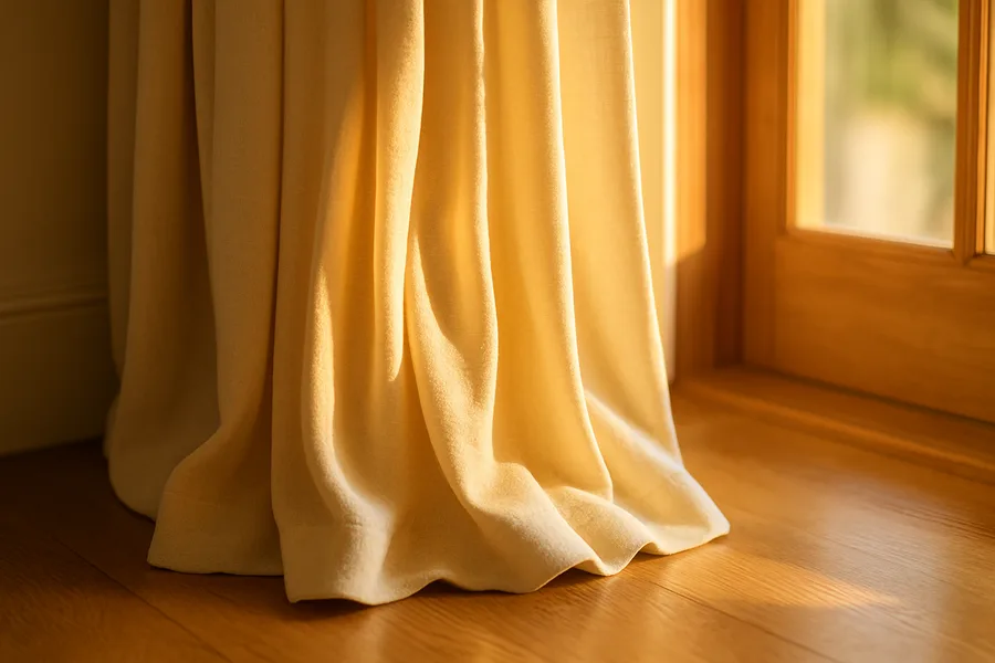 Close-up of custom drapery fabric detail in a North County home